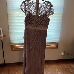 Adrianna Papell Mauve Lace Midi Dress